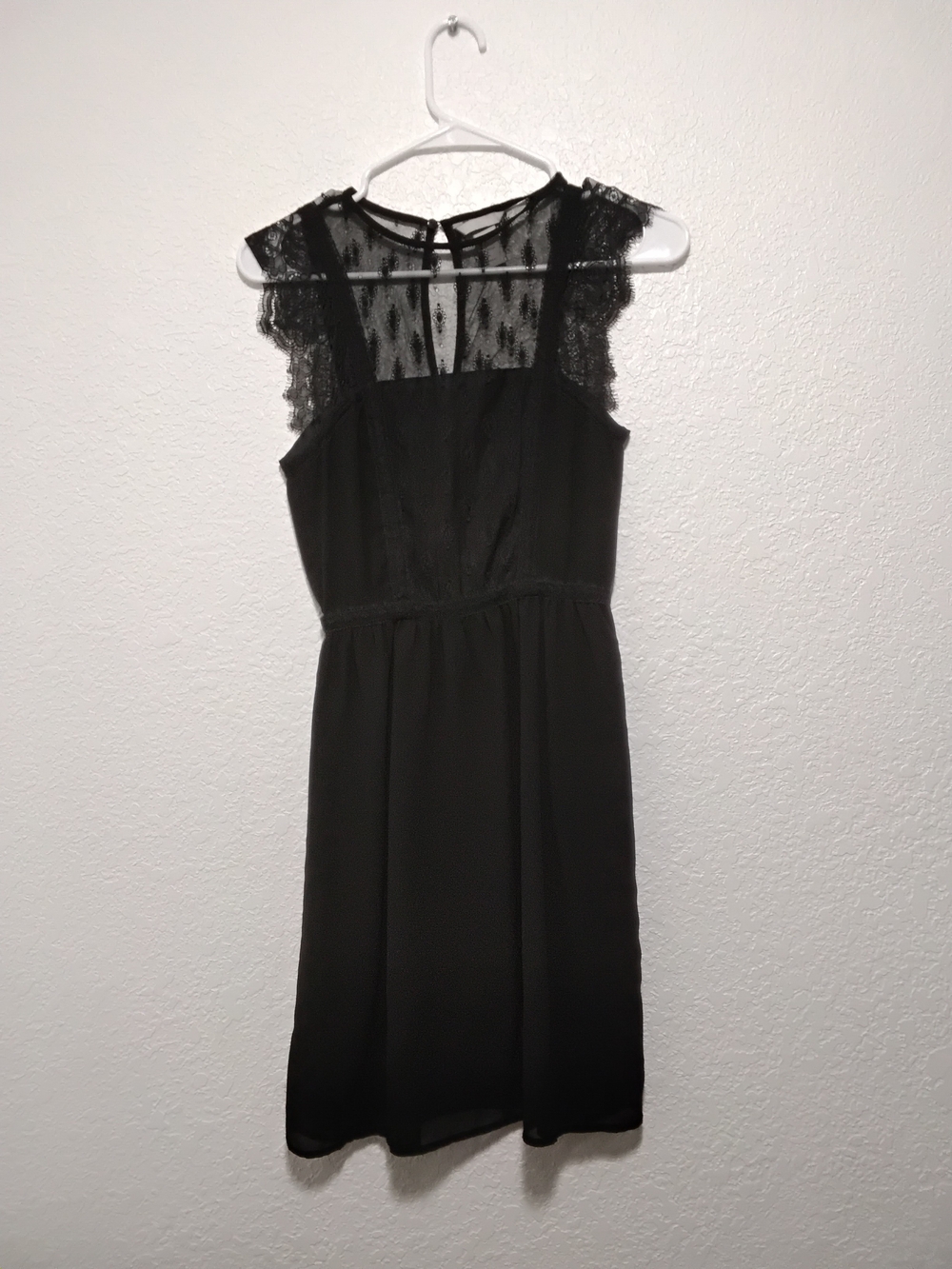 H&M Black Lace Yoke Midi Dress Size 2 - Picture 2 of 9